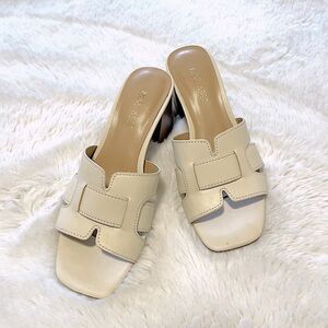 Nine West Square toe block heel slide sandal